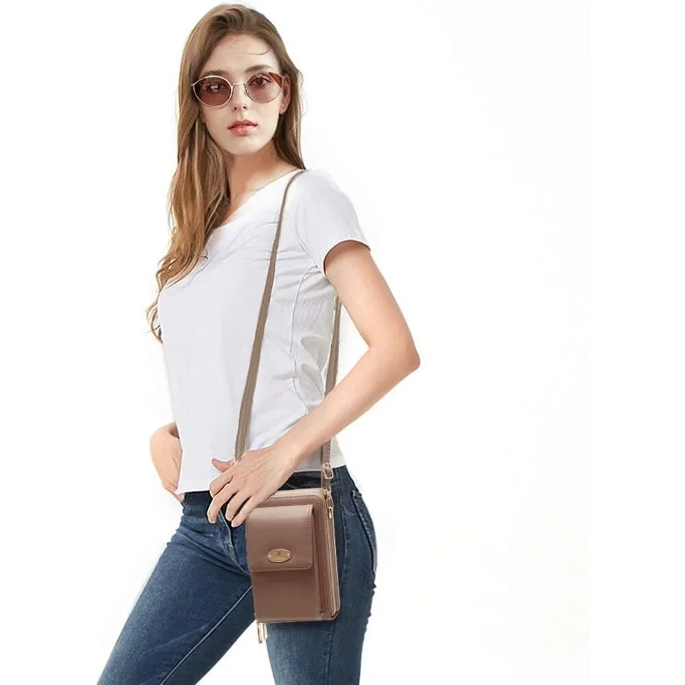 Small Crossbody Bag Pu Leather Wallet with Card Slots for Women Travel